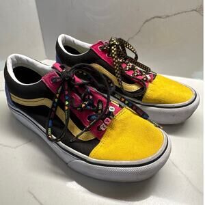 Vans Womens Old School Classic Style One Platform Beads Yellow Hot Pink